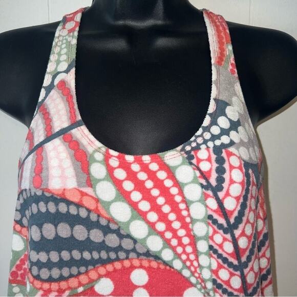 Tibi Terrycloth Bubble Hem Retro Print Razorback Mini Dress Pink Gray Green XS - Picture 4 of 9